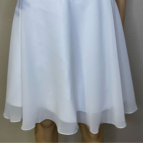 NWT JJ’s House A-line V-Neck Mini Chiffon Homecoming Dress Ivory Ruffle sz 18W - Picture 3 of 14
